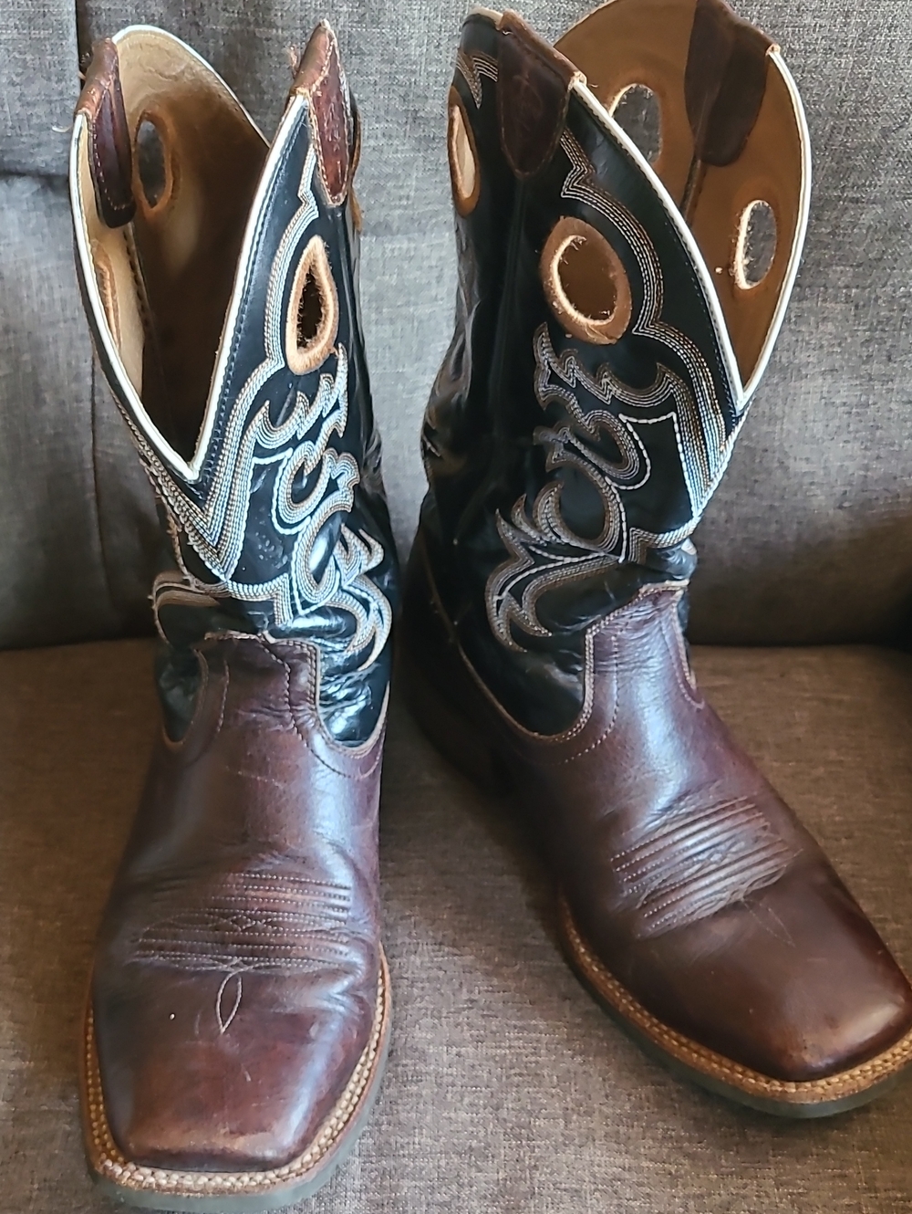 Ariat Brown Foot with Black Embroidered Shaft Western Boots